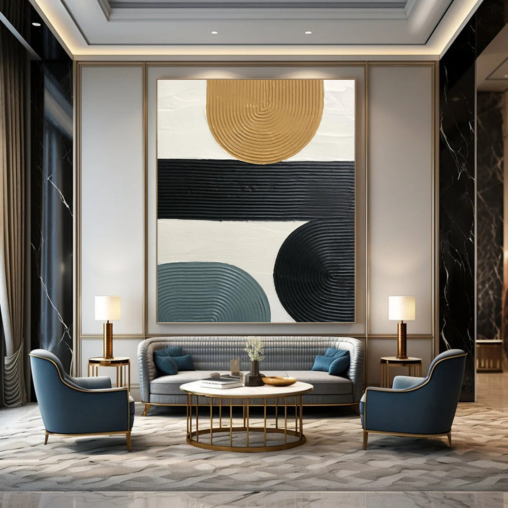 “Neutral - Colored Curved Textures” - Textured Abstract Painting On Canvas PT1177