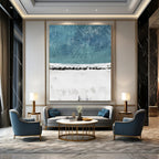 “Teal - White Abstract Snowscape” - Abstract Landscape Painting On Canvas PT2025