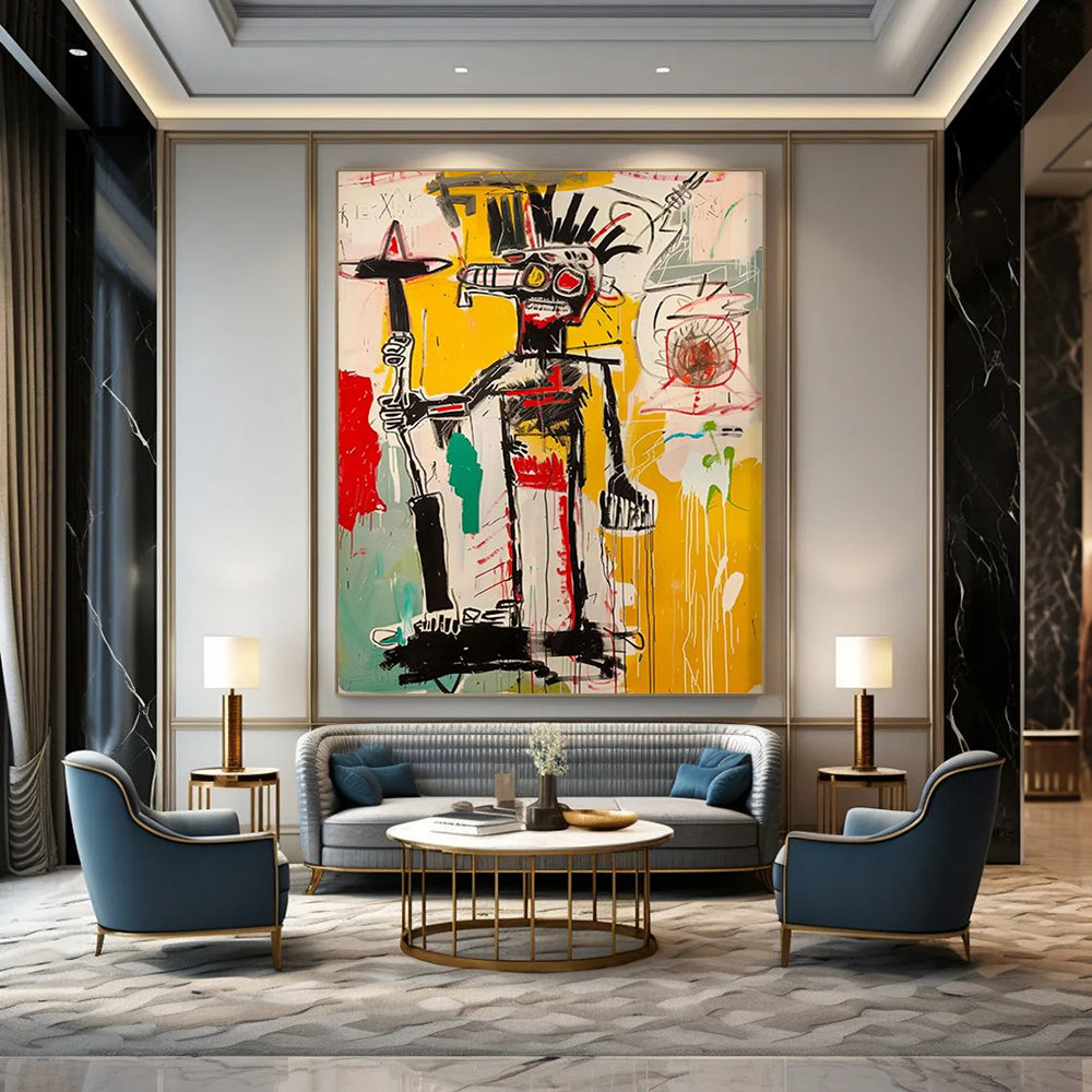 Urban Tribal Figure: Bold Lines & Colors Painting On Canvas DS103