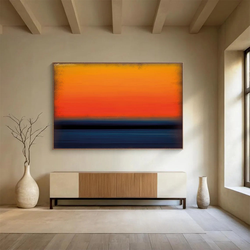 “Sunset Gradient” - Color - Blocked Landscape Painting On Canvas DKS449