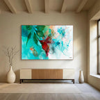 “Turquoise Floral Abstract” - Watercolor Painting On Paper DKS538