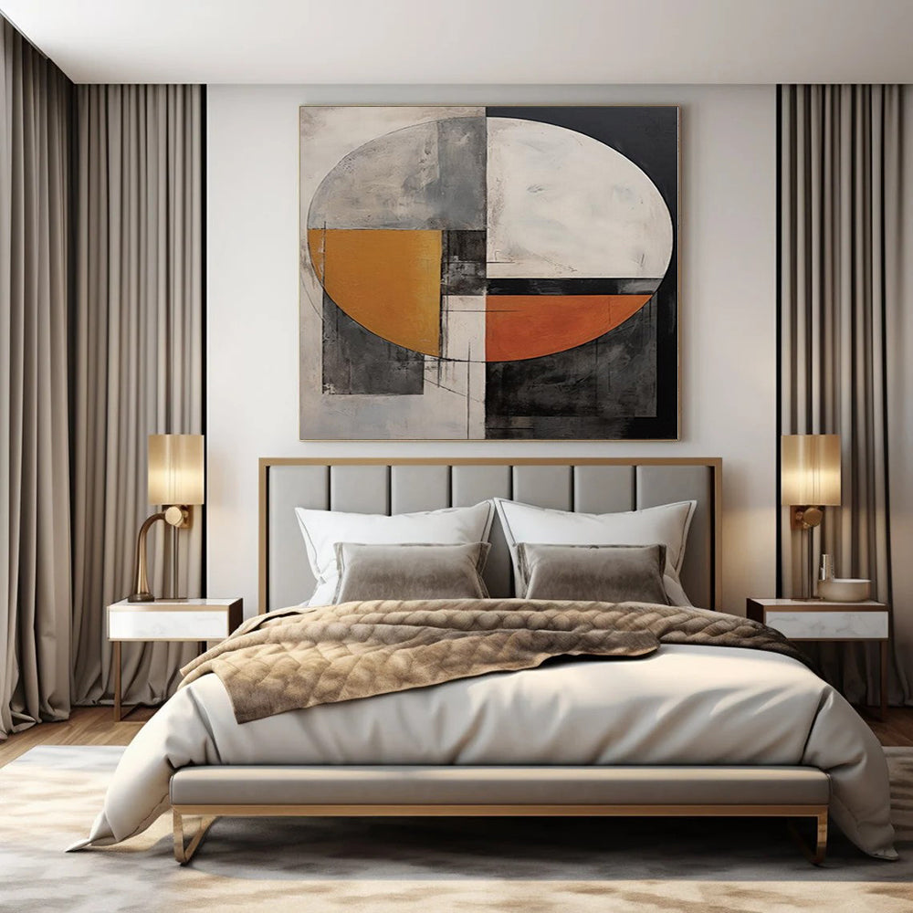 Circular Geometric Design in Warm and Cool Tones "Colorful Circumference" Abstract Painting On Canvas PS1208