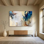 Blue, Brown, and White Abstract Modern Abstract Painting On Canvas DKS130