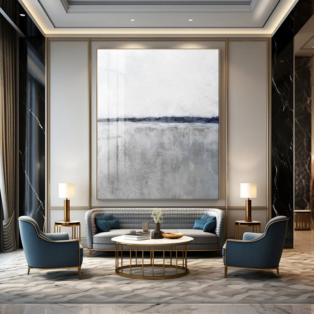 “Monochrome Coastal Horizon” - Minimalist Painting On Canvas PT2024