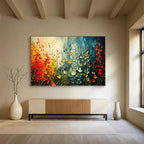 “Colorful Leaf Symphony” - Vibrant Green, Yellow & Red Textured Leaf, Impasto Nature Painting On Canvas DKS711