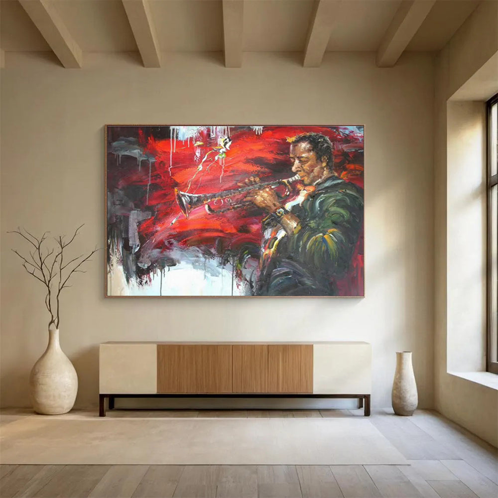 “Jazz Musician Portrait” - Expressive Portrait Painting, Great for Music Room & Urban Loft DKS636