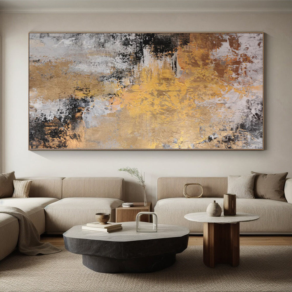 “Gilded Gray Abstract” - Abstract Impasto Painting On Canvas PS0014