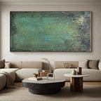 “Teal - Green Patina” - Teal, Green, Brown Abstract Textured Painting On Canvas PS0631