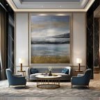 “Blue - Gray Coastal Serenity” - Abstract, Seaside - Inspired Painting On Canvas PT1576