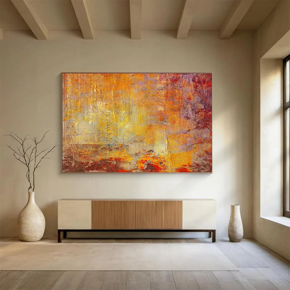 “Warm Orange - Purple Abstract Textures” Abstract Painting On Canvas DKS192