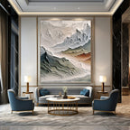 “Multi - colored Textured Mountain Abstract” - Landscape - inspired Relief Painting On Canvas PT0981