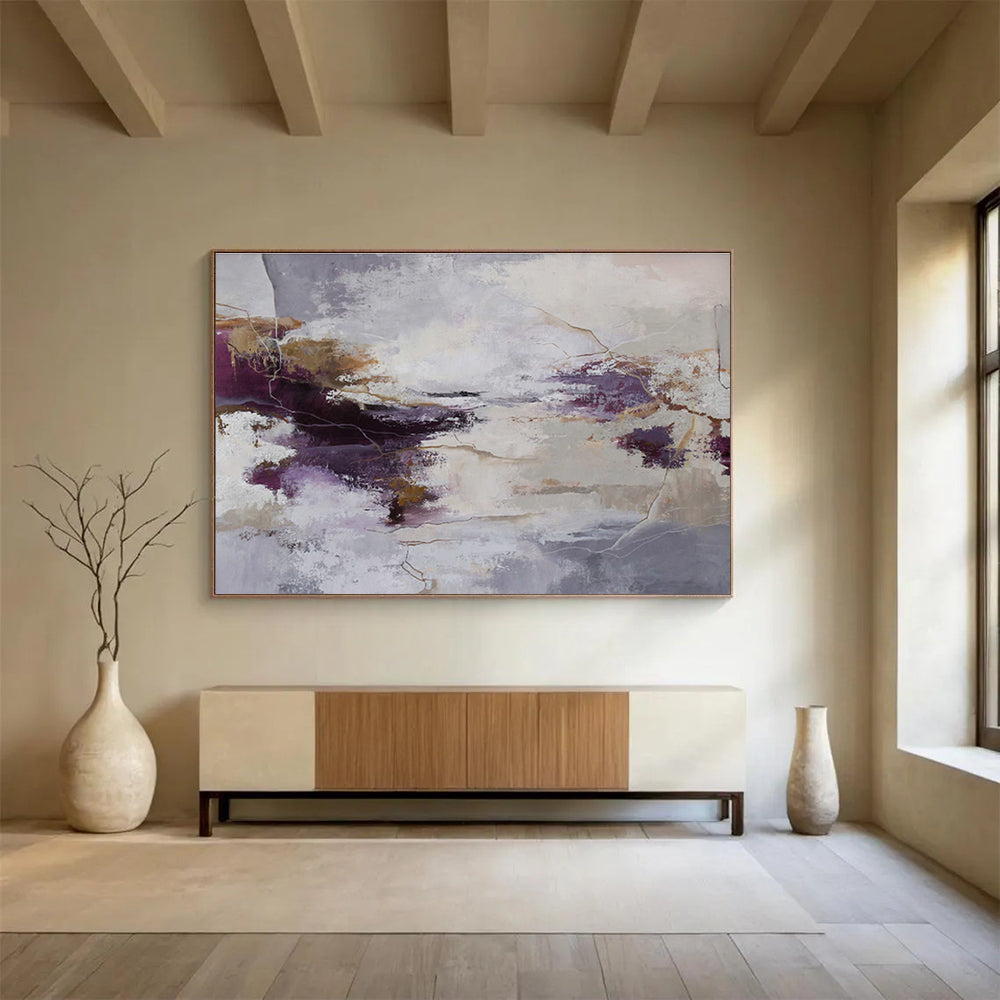 Purple and Grey Abstract Flow Contemporary Abstract Painting On Canvas DKS134