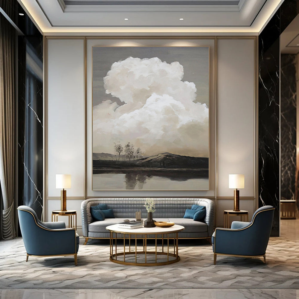 “Monochromatic Cloudscape” - Impressionist - Inspired Landscape Painting On Canvas PT1439