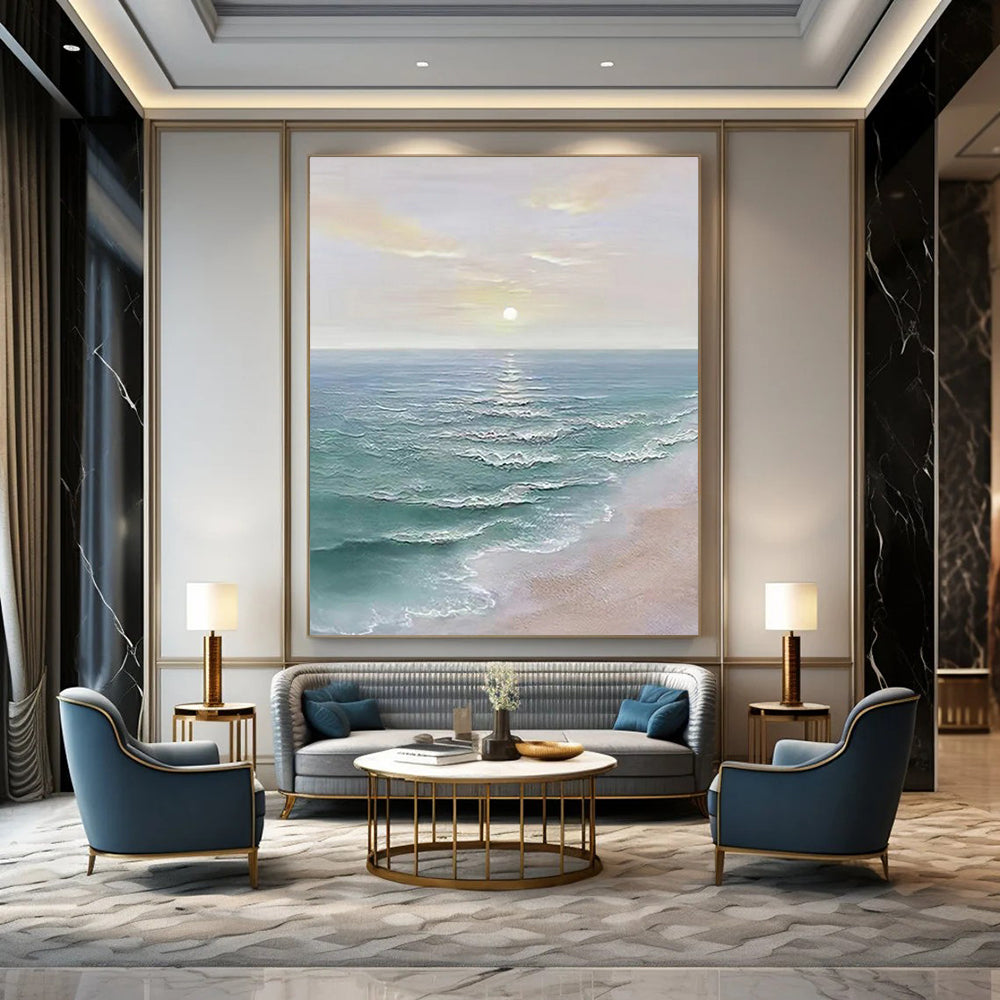 “Soft Colored Sea Sunset” - Realistic - Inspired Coastal Painting On Canvas DS350