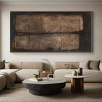 “Brown Textured Diptych” - Brown Abstract Textured Painting On Canvas PS0548