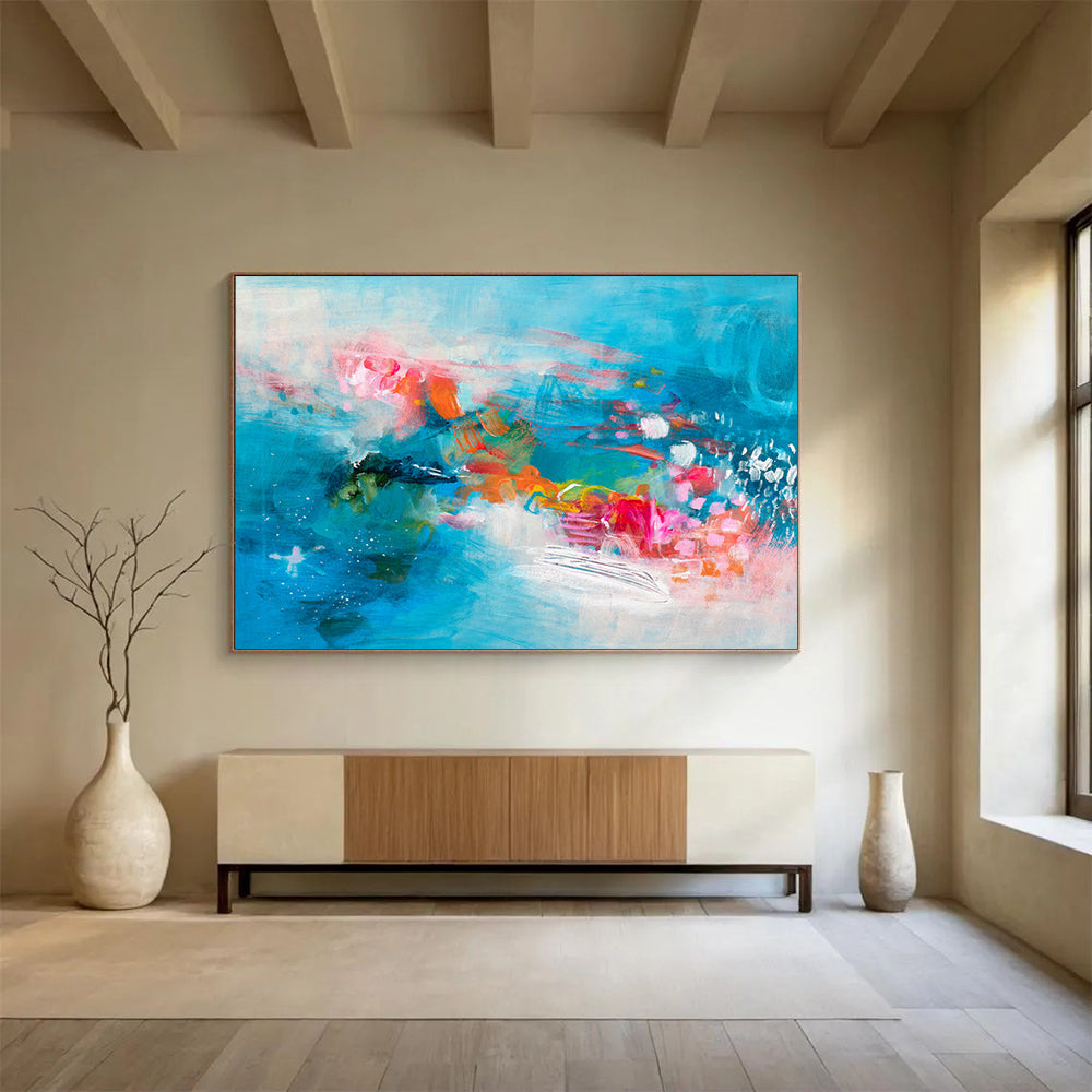 Blue - Toned Abstract Seascape Painting On Canvas DKS032