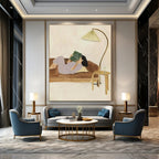 Cozy Reading Nook, Whimsical Figurative, Matisse - Inspired Palette, Painting On Canvas PT2107