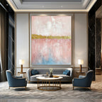 “Pink and Gold Abstract” - Minimalist Abstract Painting On Canvas PT2288
