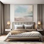 Light Blue, Beige and Gray with Subtle Coastal Textures "Seaside Stillness" Abstract Landscape Painting On Canvas PS1160