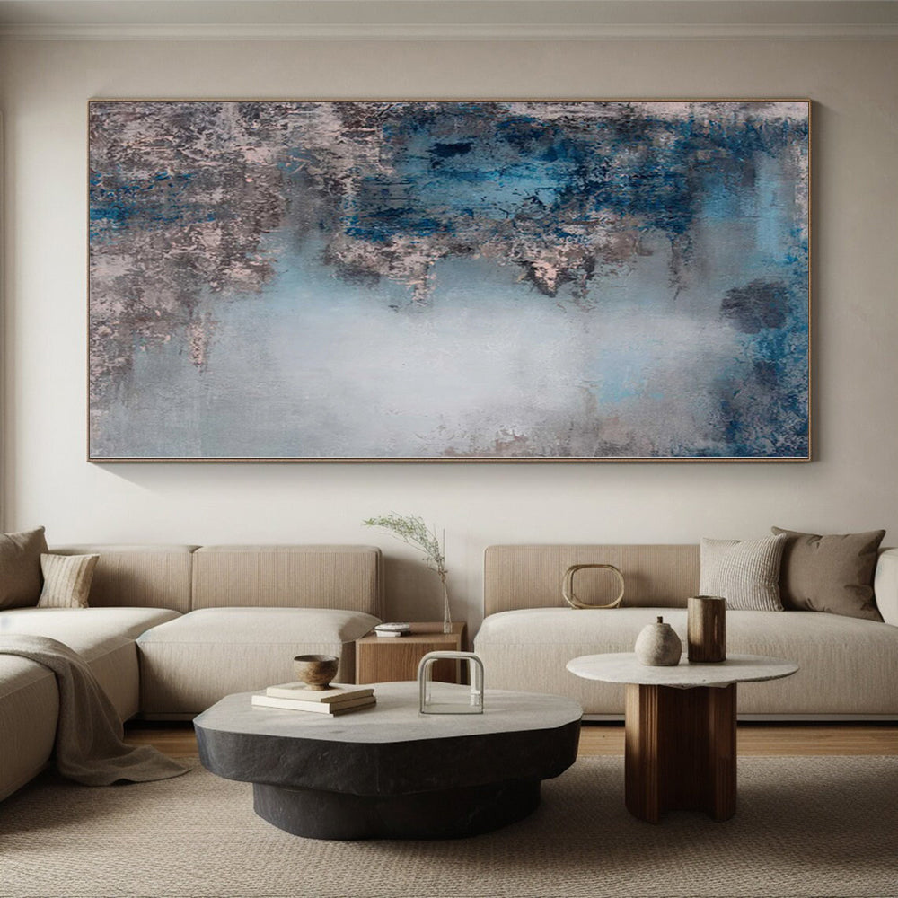 “Blue and Gray Abstract Mist” - Abstract Impressionist Painting On Canvas PS0021