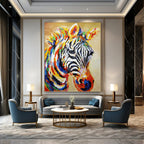 “Colorful Zebra Portrait” - Expressionist - Inspired Animal Painting On Canvas PT1442