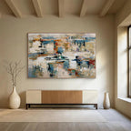 “Colorful Abstract Impasto Landscape” - Dynamic Textured Painting On Canvas PT012