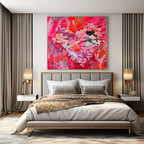 Pink, Purple, White with Floral and “Love” Motifs "Blush Love Bouquet" Romantic Painting On Canvas PS1197