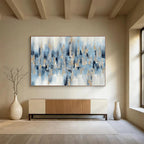 “Blue - Gold Abstract Drip” - Elegant Splashes Painting On Canvas PT1519
