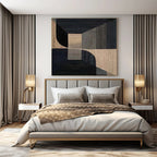 “Black - Beige Geometric Architectural” - Modern Abstract Painting On Canvas PS0136