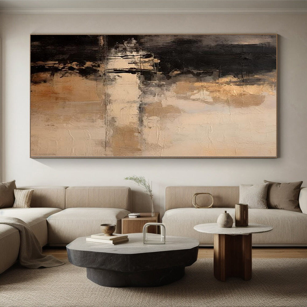 “Earthy - Toned Abstract with Subtle Silhouettes” - Impressionistic Abstract Painting On Canvas PS0252