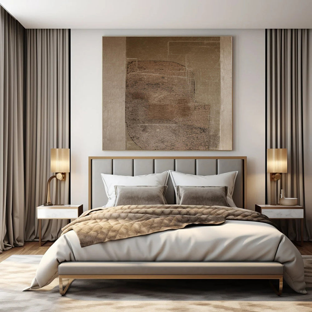 Brown, Beige with Textured Overlays "Textured History" Abstract Painting On Canvas PS1286