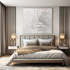 White and Gray Textured, "Cracked Serenity" – Textured Abstract Painting On Canvas PS1016