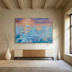 Sunset Reflections - Abstract Sunset & Sea Oil Painting, Great for Dining Room & Study DKS662