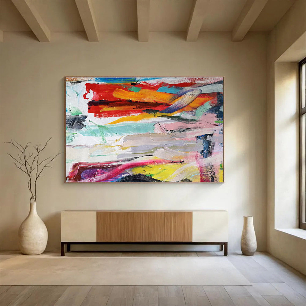 “Rainbow Brushstroke Fusion” Painting On Canvas DKS305