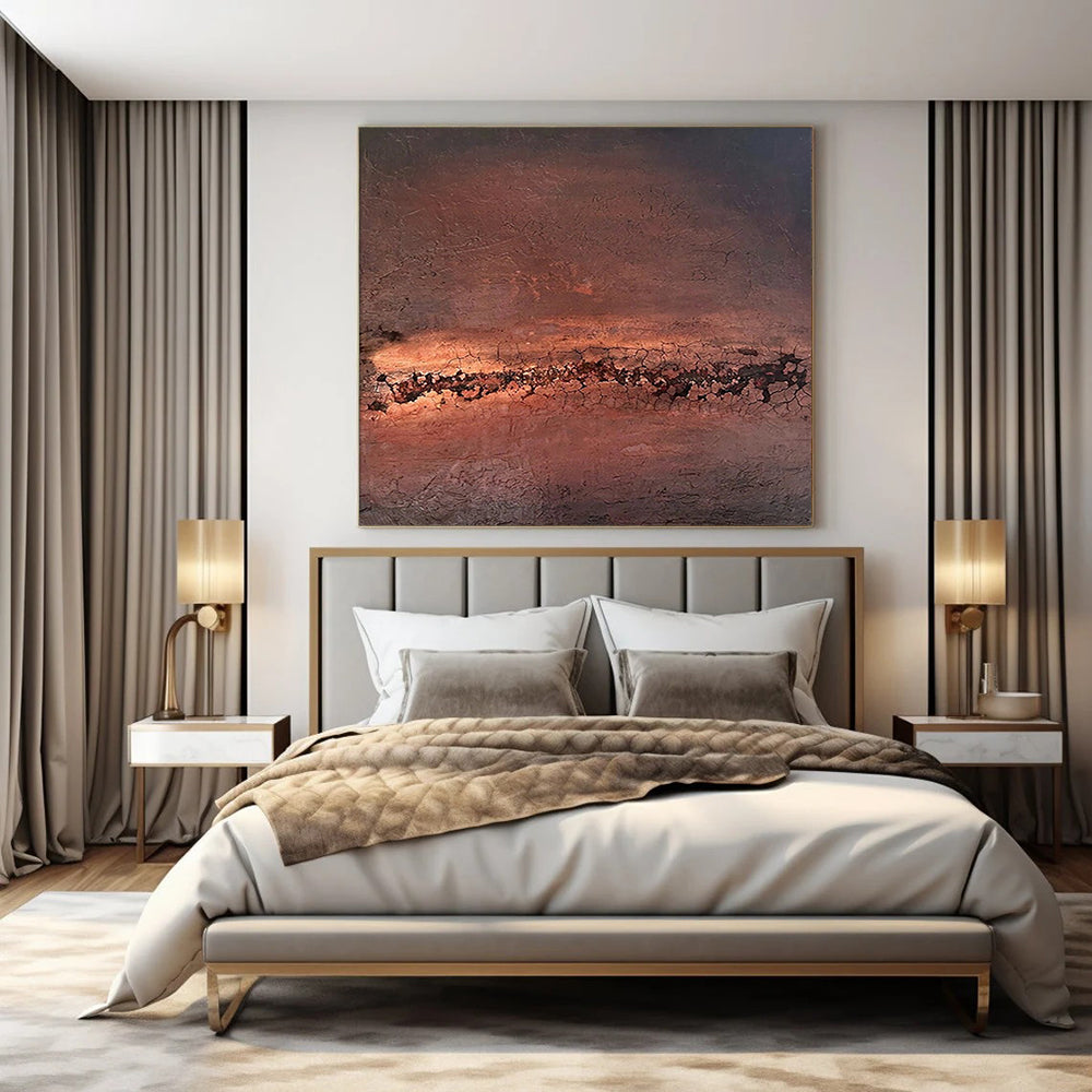 Brown and Orange Textured, "Desert Crackle" – Textured Abstract Painting On Canvas PS0953