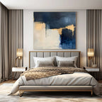 Navy, White, Gold with Layered Drips "Gilded Depths" Abstract Painting On Canvas PS1310