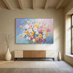 “3D Pastel Flower Bouquet” - Sculptural Floral Painting On Canvas PT210