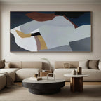 “Blue - Grey - Gold Abstract Geometric Shapes” - Chic Abstract Painting On Canvas PS0373