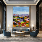 “Colorful Landscape Panorama” - Impressionistic Abstract Landscape Painting On Canvas DS276