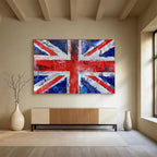 Textured Union Jack Flag Modern Pop - Art Painting On Canvas DKS120
