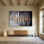 Black, Silver & Gold Textured Abstract Painting On Canvas DKS041