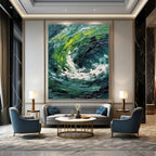 “Green - Blue Impasto Swirl” - Abstract - Inspired Nature Painting On Canvas PT1405