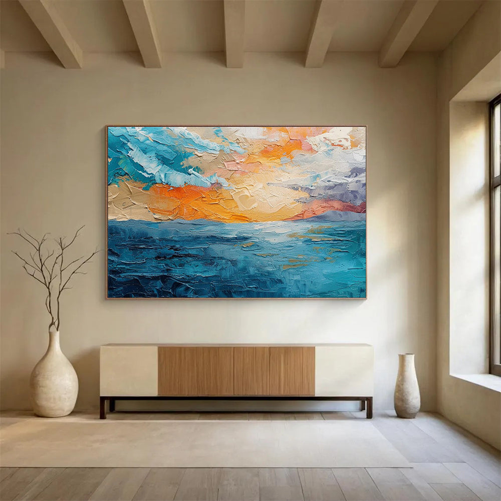 “Textured Sea Sunset” - Impasto Seascape Painting On Canvas DKS503