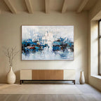 “Cool - Toned Harbor Abstraction” Abstract Painting On Canvas DKS162