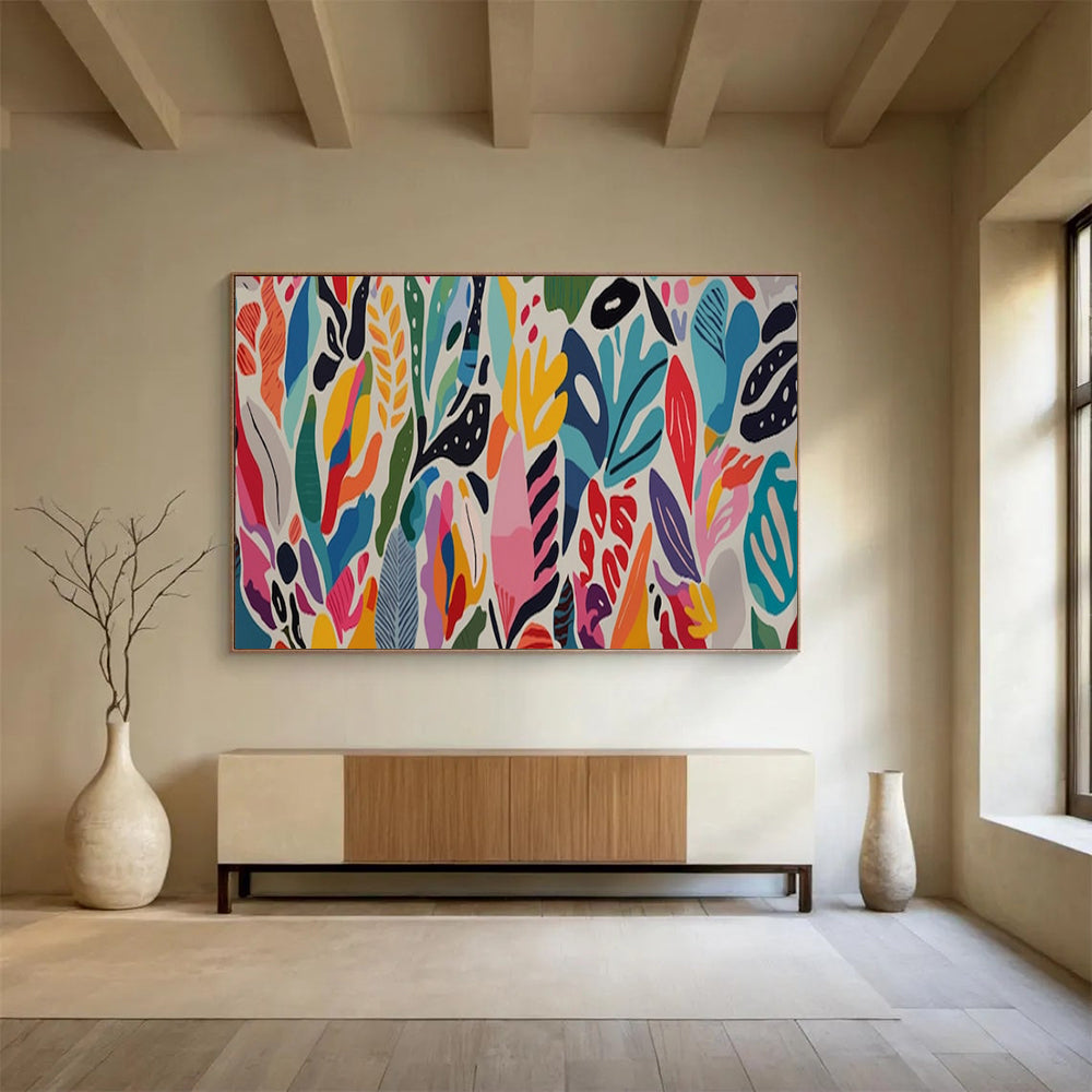 “Colorful Floral Patterns” - Vivid Blooms “Botanical Carnival” Painting On Canvas PT1649