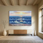 “Sunset Sea Waves” - Impressionistic Seaside Painting On Canvas PT218