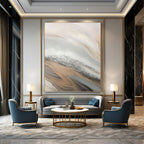 “Beige - Grey - Silver Abstract Flow” - Minimalist Abstract Painting On Canvas PT1228