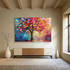“Colorful Cubist Tree” - Cubist Oil Painting On Canvas DKS858