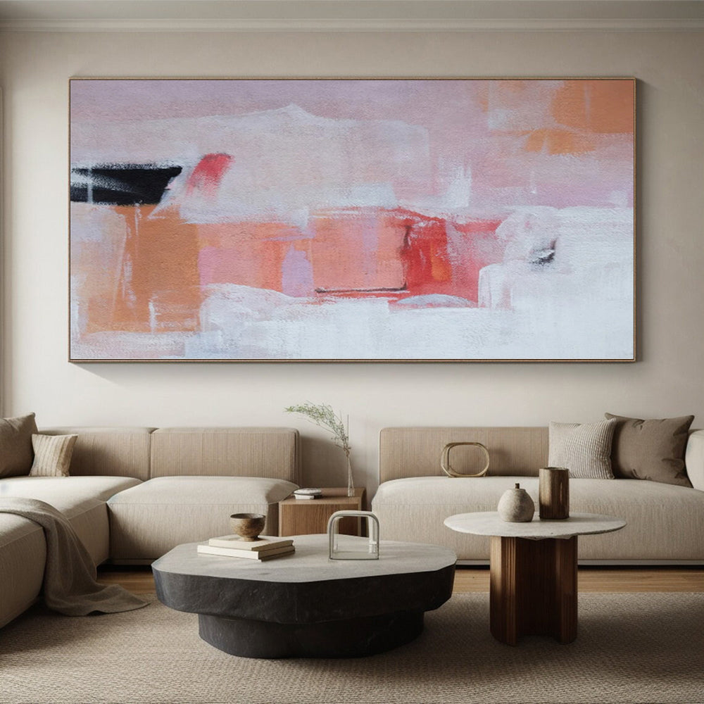“Soft Pink Abstract Shapes” - Pastel Abstract Painting On Canvas PS0221