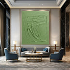 “Monochromatic Green Textured Abstract” - Minimalist Textured Painting On Canvas PT2281